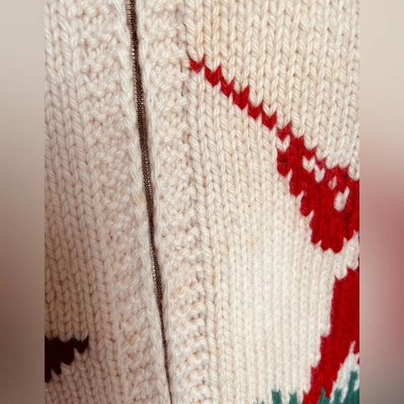 Hunting Scene Knit Cardigan - Green and Cream - Picture 6 of 13